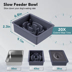 UPSKY 2-in-1 Elevated Dog Bowls Set with 4 Height Adjustable Stand, Balck