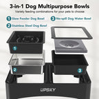UPSKY 2-in-1 Elevated Dog Bowls Set with 4 Height Adjustable Stand, Balck