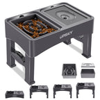 UPSKY 2-in-1 Elevated Dog Bowls Set with 4 Height Adjustable Stand, Balck