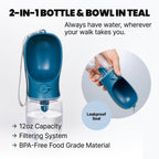 MalsiPree Dog Water Bottle Dispenser - 12 oz Navy Blue, Leak-Proof