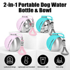 Portable Dog Water Bottle 10oz Stainless Steel Travel Dog Water Dispenser with Bowl No-Spill Puppy Water Bottle for Walking Hiking Small Dog Water Bottle (Sapphire Blue)