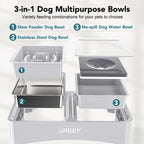 UPSKY 2-in-1 Elevated Dog Bowls Set with 4 Height Adjustable Stand, Balck
