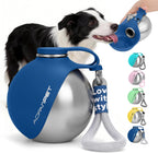 Portable Dog Water Bottle 10oz Stainless Steel Travel Dog Water Dispenser with Bowl No-Spill Puppy Water Bottle for Walking Hiking Small Dog Water Bottle (Sapphire Blue)