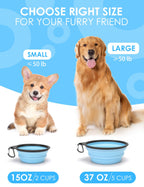 Aonkey 2 Pack 15oz/1.8 Cup Collapsible Dog Bowls with Bottle Carrier