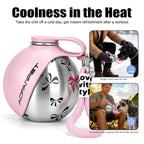 Portable Dog Water Bottle 10oz Stainless Steel Travel Dog Water Dispenser with Bowl No-Spill Puppy Water Bottle for Walking Hiking Small Dog Water Bottle (Sapphire Blue)
