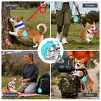 Portable Dog Water Bottle 10oz Stainless Steel Travel Dog Water Dispenser with Bowl No-Spill Puppy Water Bottle for Walking Hiking Small Dog Water Bottle (Sapphire Blue)