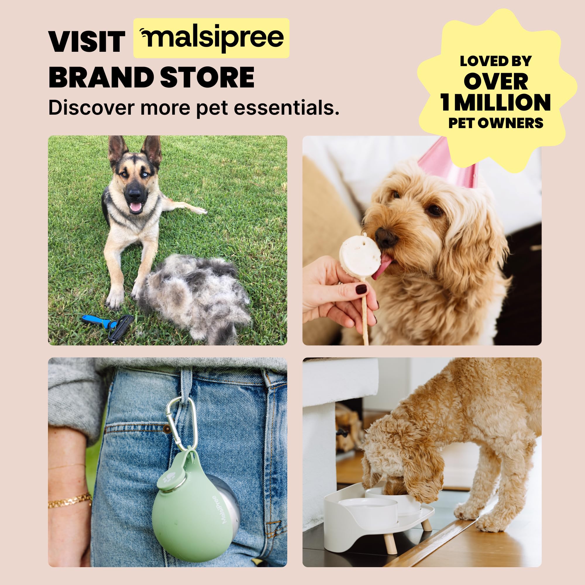 MalsiPree Dog Water Bottle Dispenser - 12 oz Navy Blue, Leak-Proof