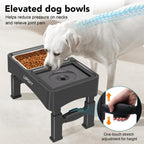 UPSKY 2-in-1 Elevated Dog Bowls Set with 4 Height Adjustable Stand, Balck