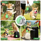 Portable Dog Water Bottle 10oz Stainless Steel Travel Dog Water Dispenser with Bowl No-Spill Puppy Water Bottle for Walking Hiking Small Dog Water Bottle (Sapphire Blue)