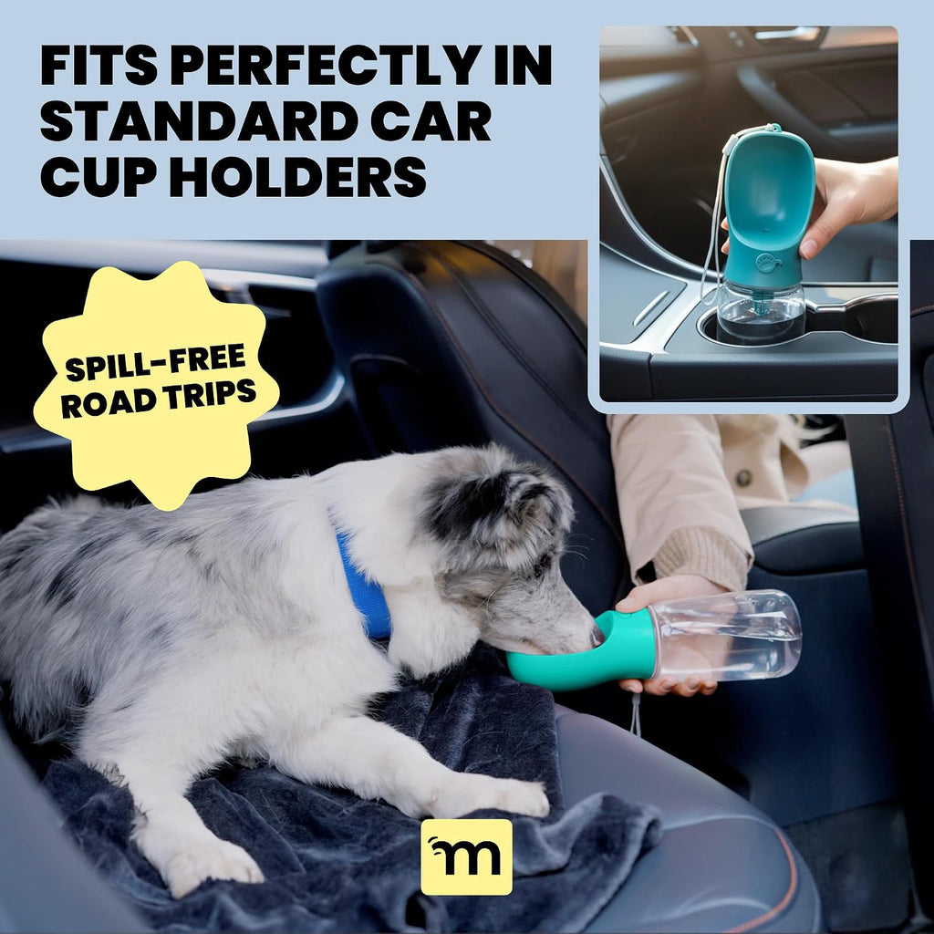 MalsiPree Dog Water Bottle Dispenser - 12 oz Navy Blue, Leak-Proof