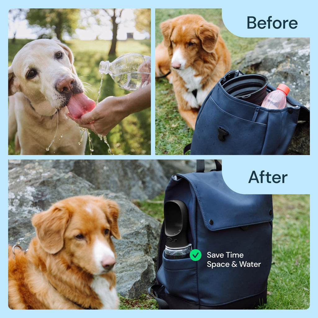 MalsiPree Dog Water Bottle Dispenser - 12 oz Navy Blue, Leak-Proof