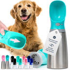 MalsiPree Dog Water Bottle Dispenser - 12 oz Navy Blue, Leak-Proof