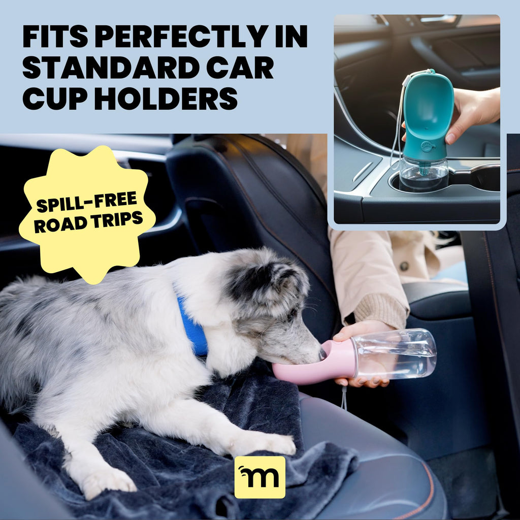 MalsiPree Dog Water Bottle Dispenser - 12 oz Navy Blue, Leak-Proof