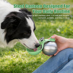 Portable Dog Water Bottle 10oz Stainless Steel Travel Dog Water Dispenser with Bowl No-Spill Puppy Water Bottle for Walking Hiking Small Dog Water Bottle (Sapphire Blue)