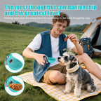 Portable Dog Water Bottle 10oz Stainless Steel Travel Dog Water Dispenser with Bowl No-Spill Puppy Water Bottle for Walking Hiking Small Dog Water Bottle (Sapphire Blue)