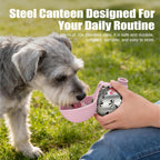 Portable Dog Water Bottle 10oz Stainless Steel Travel Dog Water Dispenser with Bowl No-Spill Puppy Water Bottle for Walking Hiking Small Dog Water Bottle (Sapphire Blue)