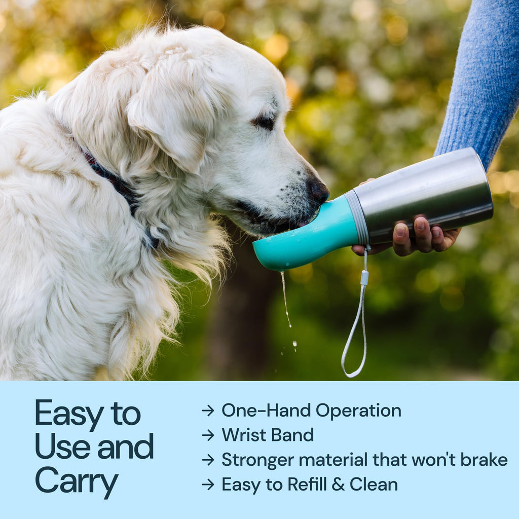 MalsiPree Dog Water Bottle Dispenser - 12 oz Navy Blue, Leak-Proof