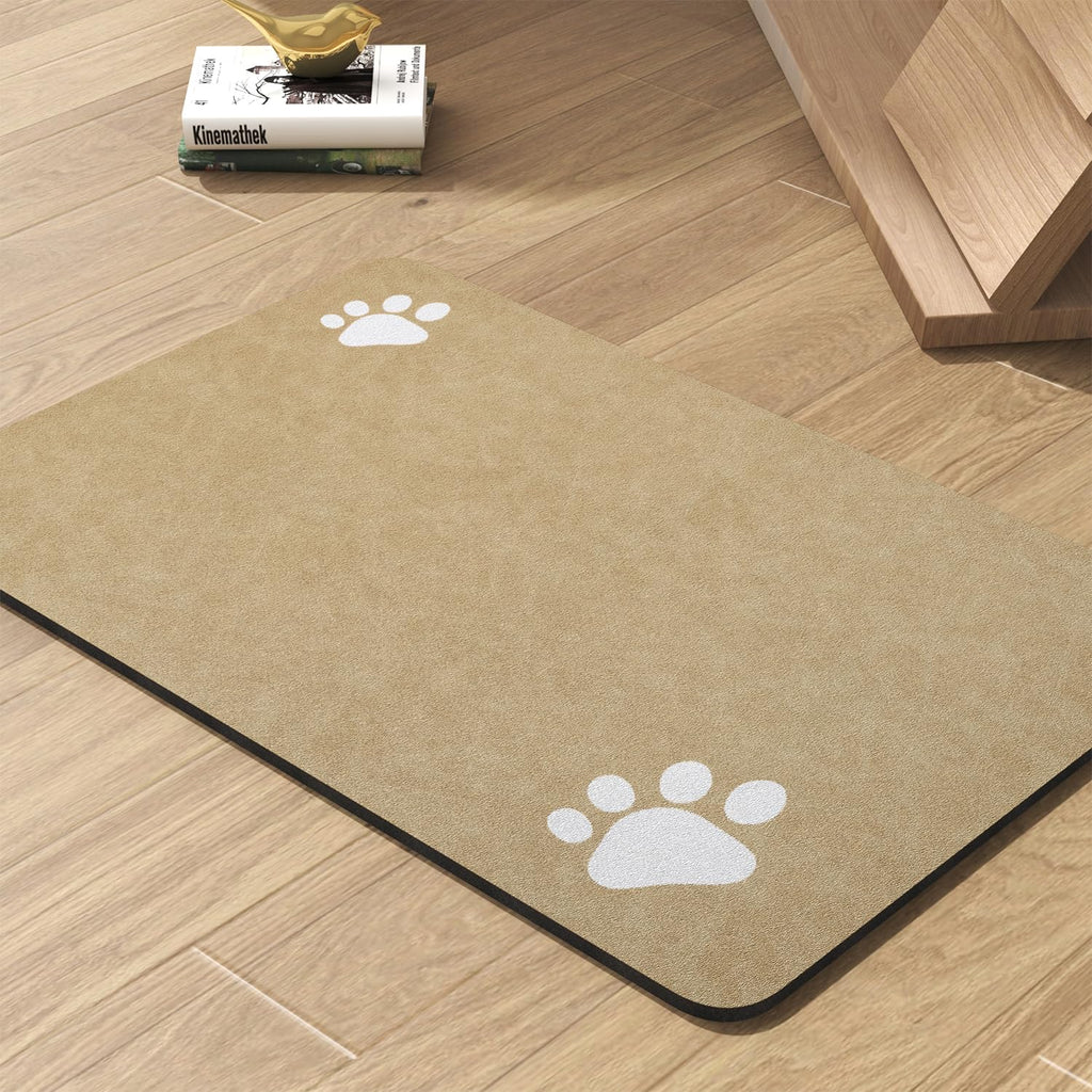 Pet Feeding Mat-Absorbent Dog Mat for Food and Water Bowl-No Stains Quick Dry Water Dispenser Mat-Dog Accessories Pet Supplies-Bowl for Messy Drinkers（Brown,23"x34"