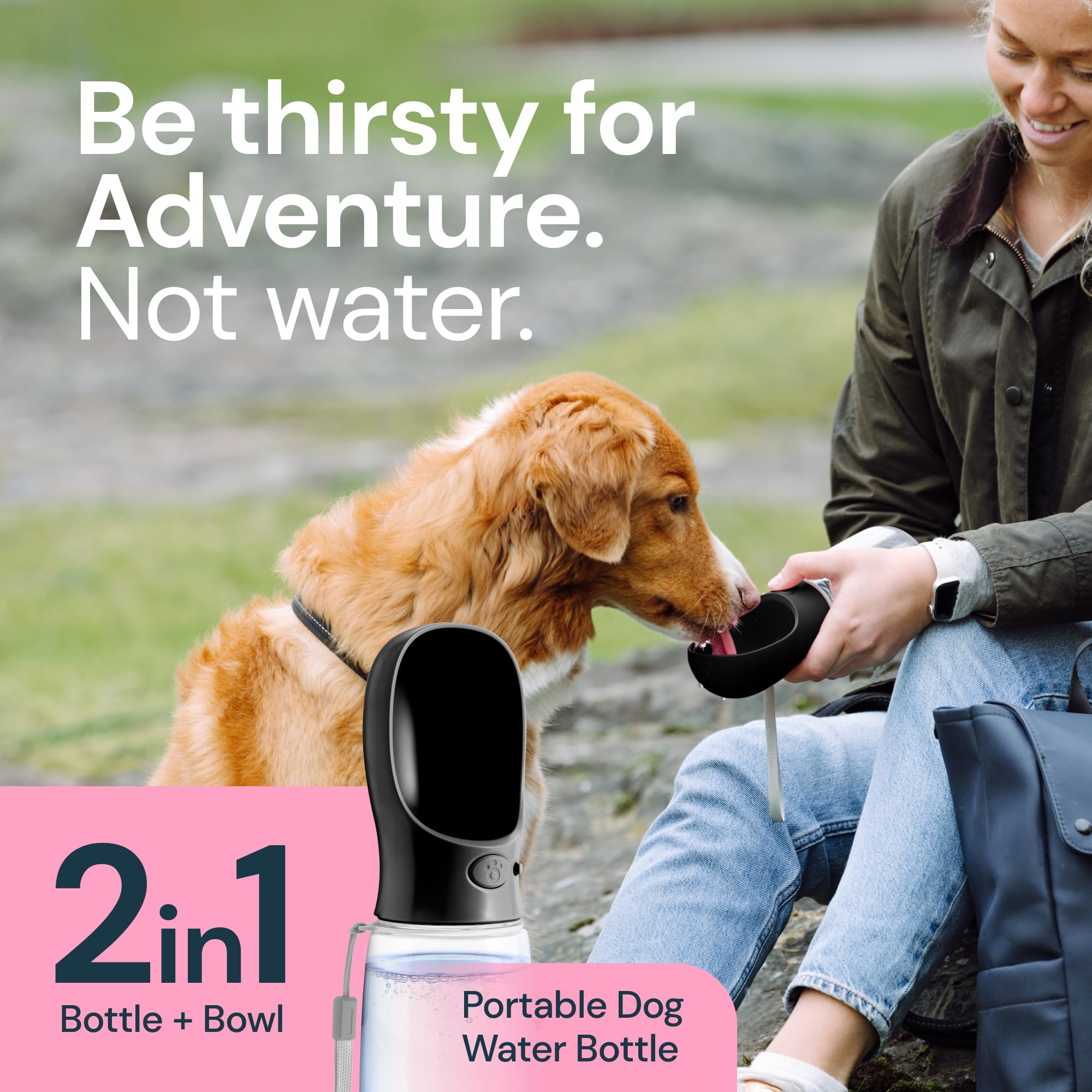 MalsiPree Dog Water Bottle Dispenser - 12 oz Navy Blue, Leak-Proof