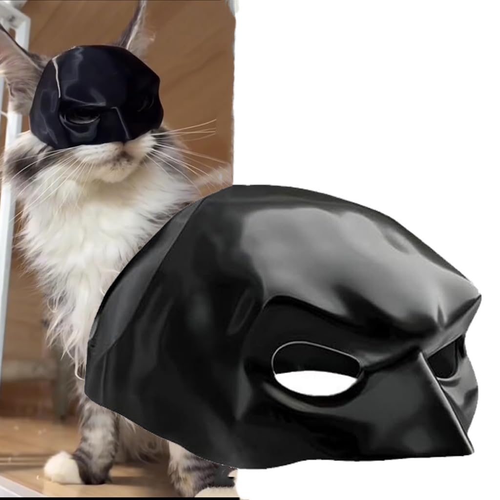 AZA Cat Halloween Apparel Bat Mask Superhero Cosplay Costume Dog Cap Funny Cat Hat for Pets Accessories Pet Boy for Small Cat (MBlack)