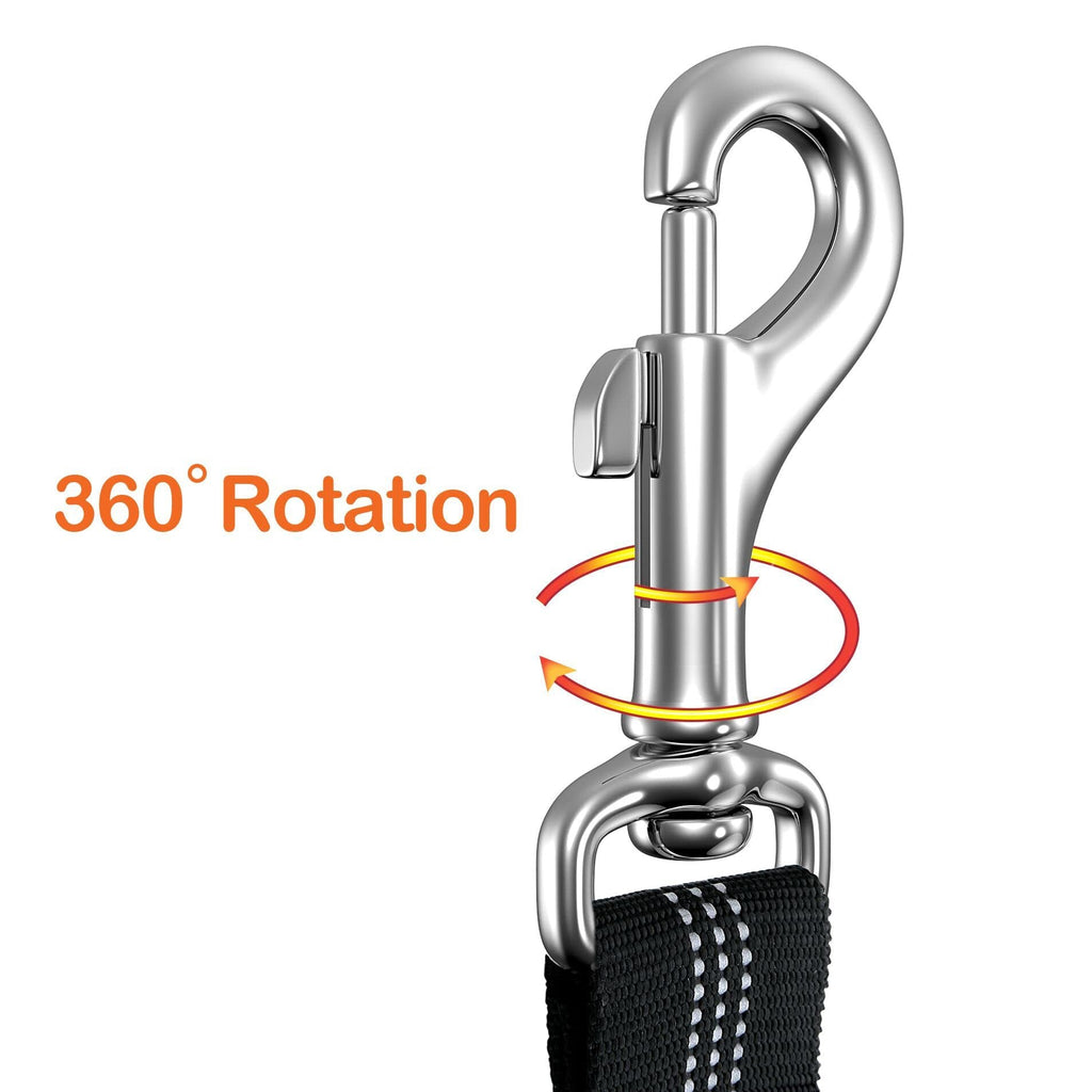 Ceinture de sécurité pour chien avec crochet pivotant 360°, connecteur chromé.