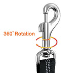 Ceinture de sécurité pour chien avec crochet pivotant 360°, connecteur chromé.