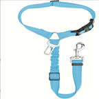 Ceinture de sécurité pour chien bleu clair, sangle télescopique avec mousqueton.