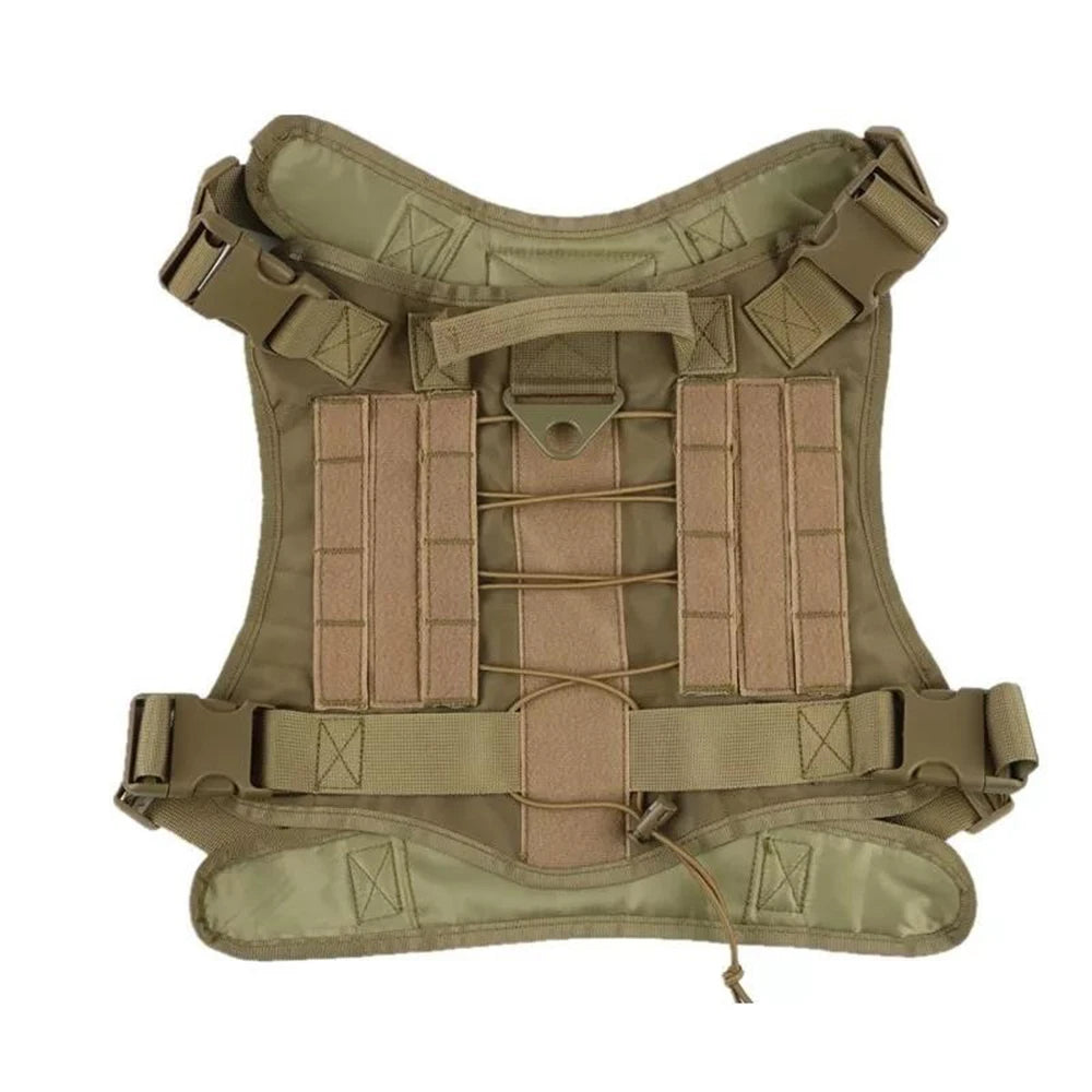 Gilet tactique pour chien en tissu vert olive, bretelles réglables et poches rembourrées