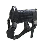 Gilet tactique pour chien noir, sangles épaisses et rembourrage avant