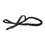 Laisse tactique noire en corde tressée avec mousqueton et sangle de poignée