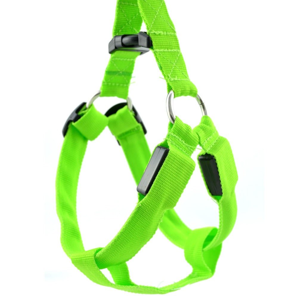 Harnais LED pour chien vert, harnais à sangles avec anneaux et attaches