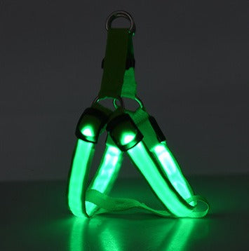 Harnais LED pour chien vert avec éclairage LED vert très lumineux