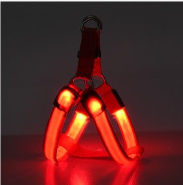 Harnais LED pour chien rouge avec lumières LED rouges et reflets