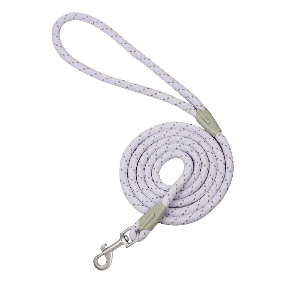Laisse réfléchissante lilas à motifs, avec poignée et mousqueton métal