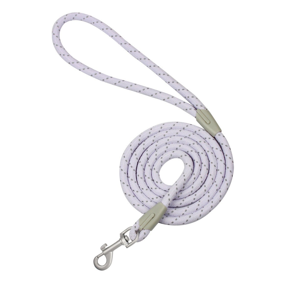 Laisse réfléchissante lilas à motifs, avec poignée et mousqueton métal