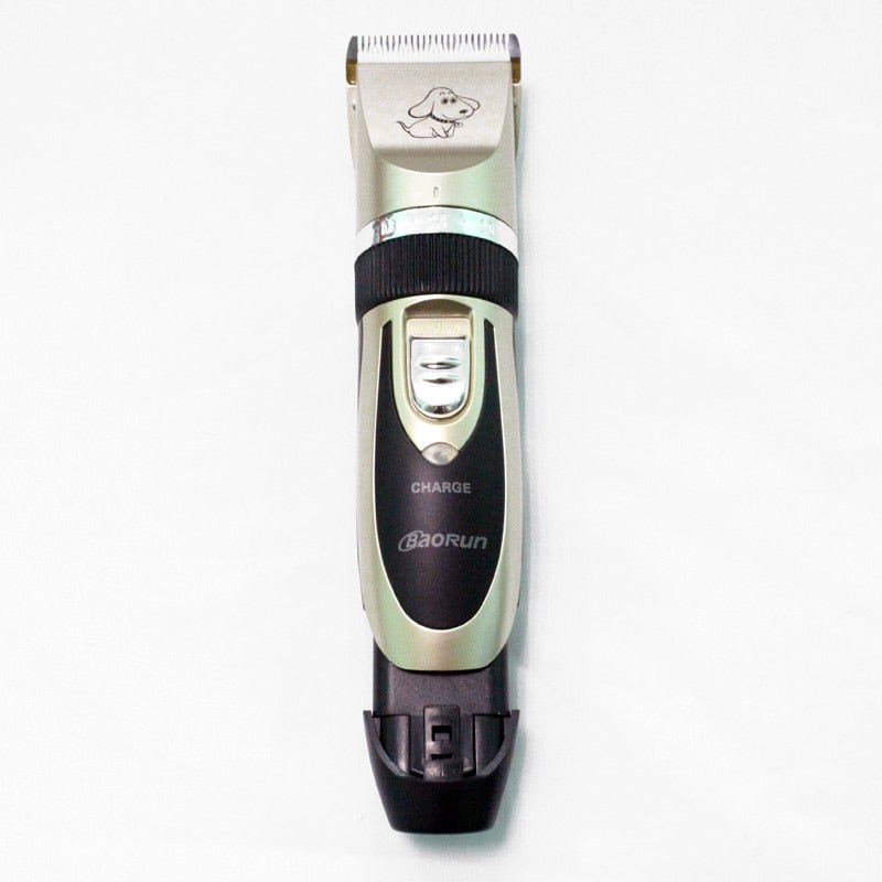Tondeuse pro pour chien beige, vue avant avec grille de coupe
