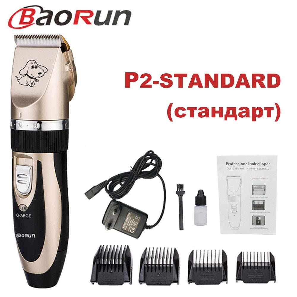 Tondeuse pro pour chien Baorun beige, accessoires, sabots et câble de charge