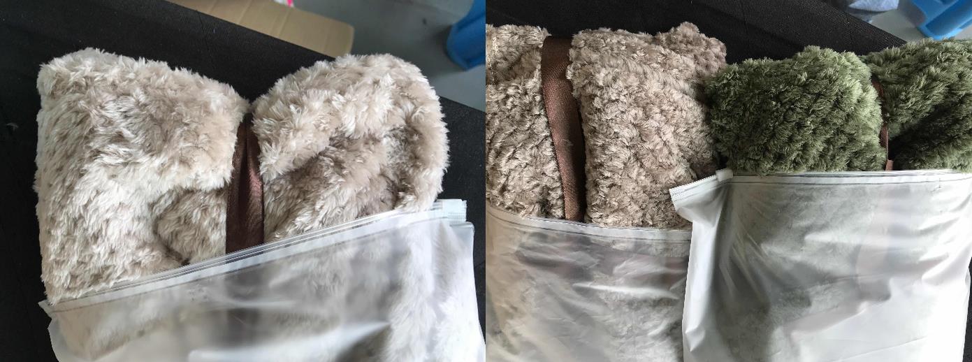Lot de couvertures pour chien en peluche, pliées et rangées en sachets