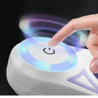 Laisse LED rétractable pour chien blanche, bouton marche et éclairage diffus bleu