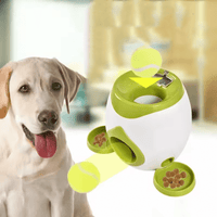 Lance-balles automatique pour chien blanc et vert avec balle de tennis verte