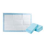 Tapis absorbants pour chien bleu clair rectangulaires, lot empilé, vue d’ensemble