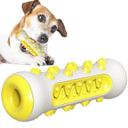 Brosse à dents à mâcher pour chien : long cylindre blanc avec pointe jaune
