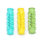 Brosses à dents à mâcher : trois cylindres turquoise, jaune et vert