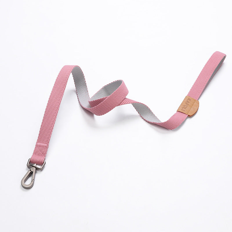Laisse pour chien rose avec sangle tissée et mousqueton métal, pour attache