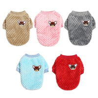 Pull en peluche pour chien beige à motif tête de renard sur le devant