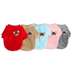 Lot de pulls en peluche pour chien rouges, beiges, bleus, roses et gris, motif renard
