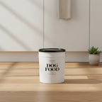 Boîte de stockage pour aliments de chien avec marquage « DOG FOOD », couvercle noir